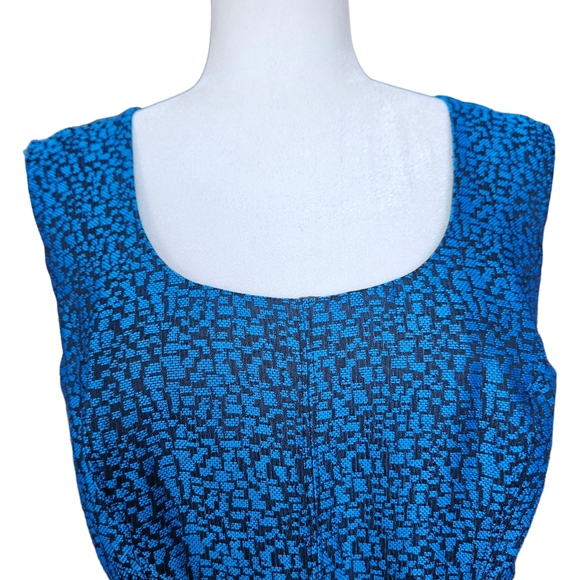 Jones Studio blue and black fit and flare midi dress sleeveless size 12 - Picture 5 of 16